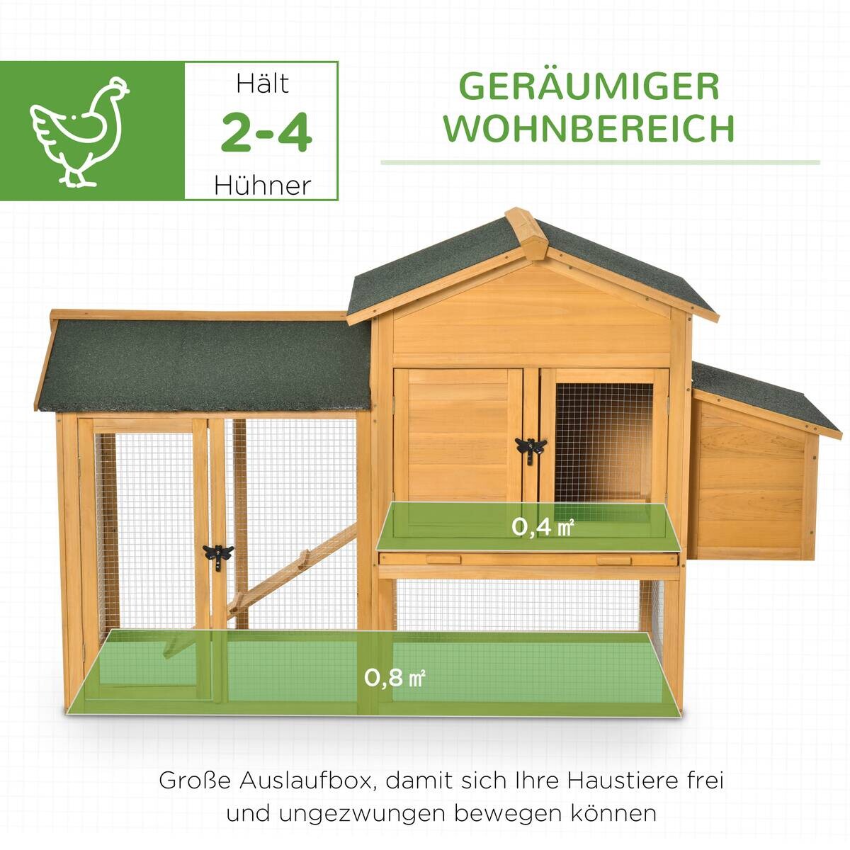 PawHut Stall grün Holz B/H/L: ca. 75x168x103 cm