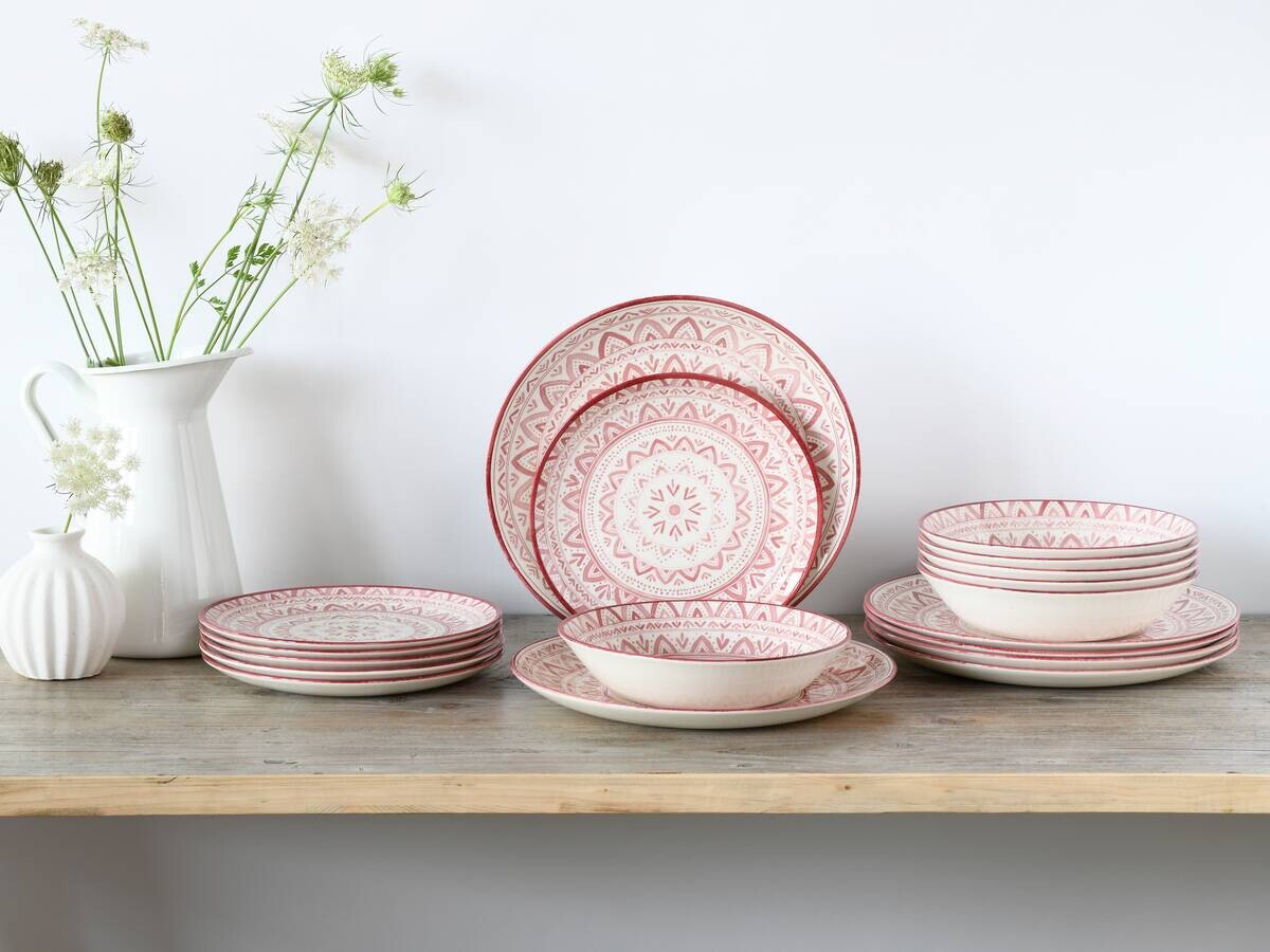 CreaTable Tafelservice Mexico rot Steingut 18 tlg.