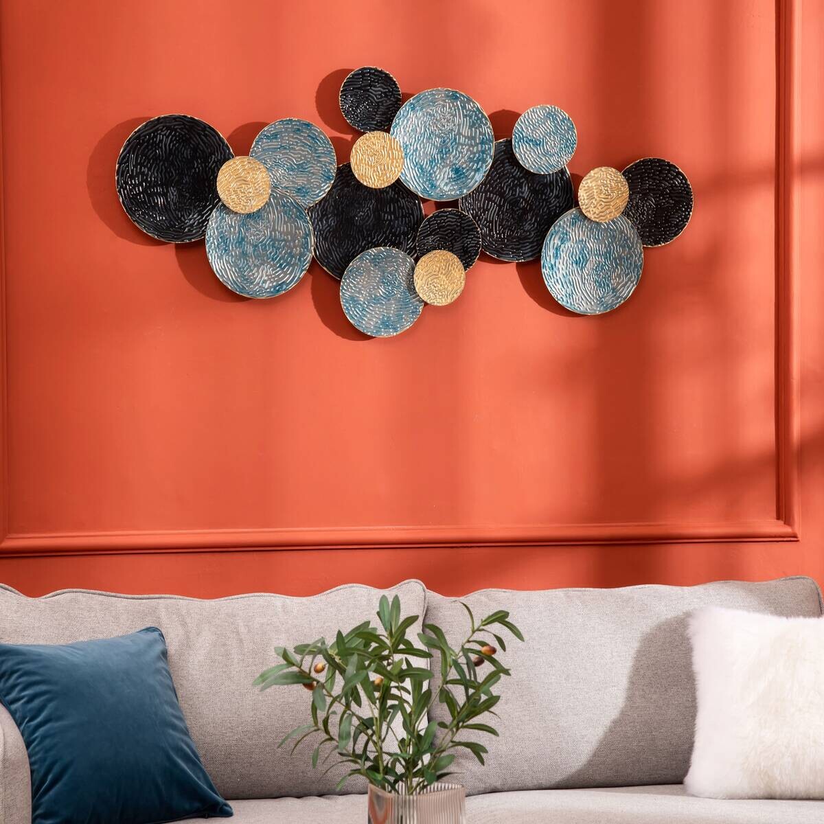 HOMCOM Wand-Element blau Edelstahl B/H/L: ca. 4x121x53 cm