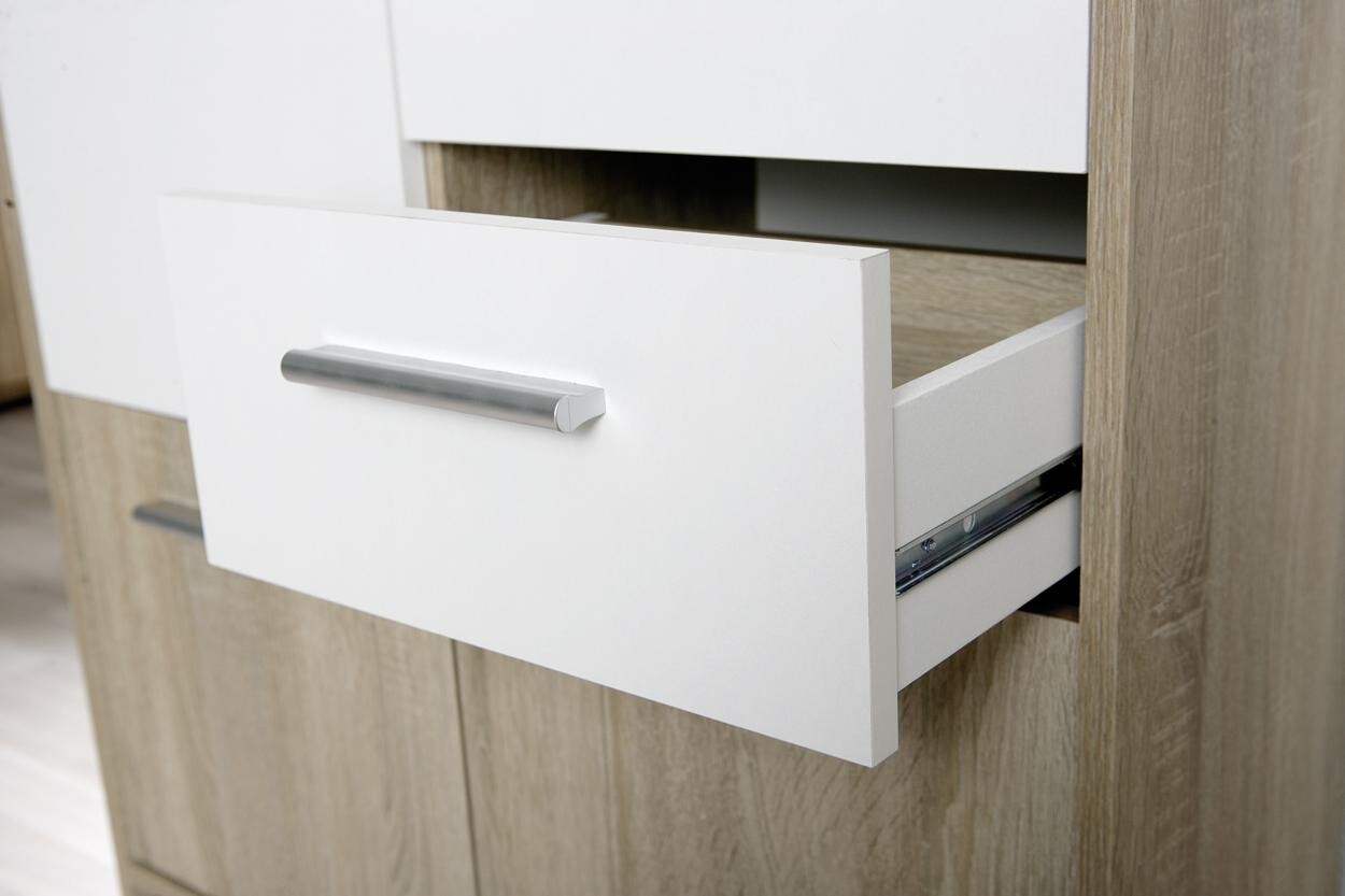 Kommode Eboli Eiche Sonoma Nachbildung weiß B/H/T: ca. 77x77x30 cm