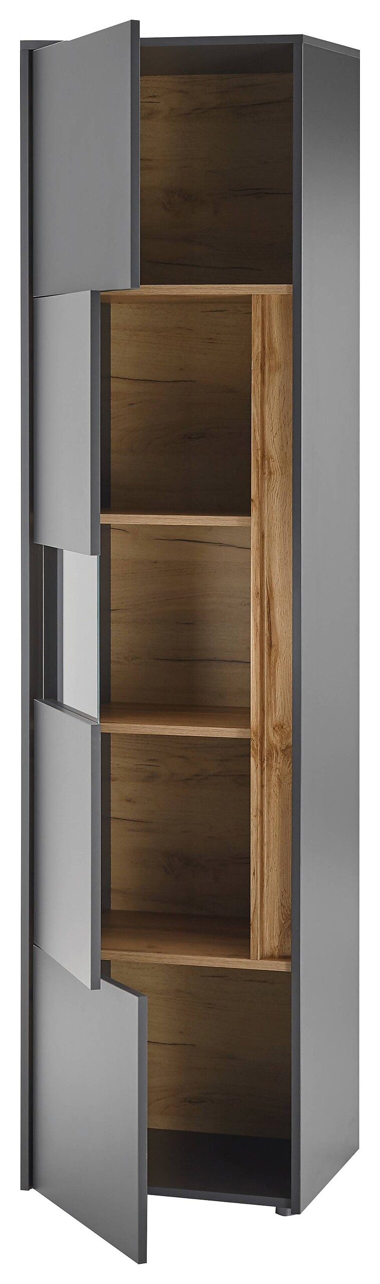 Standvitrine City Eiche Wotan Nachbildung anthrazit B/H/T: ca. 50x197x40 cm