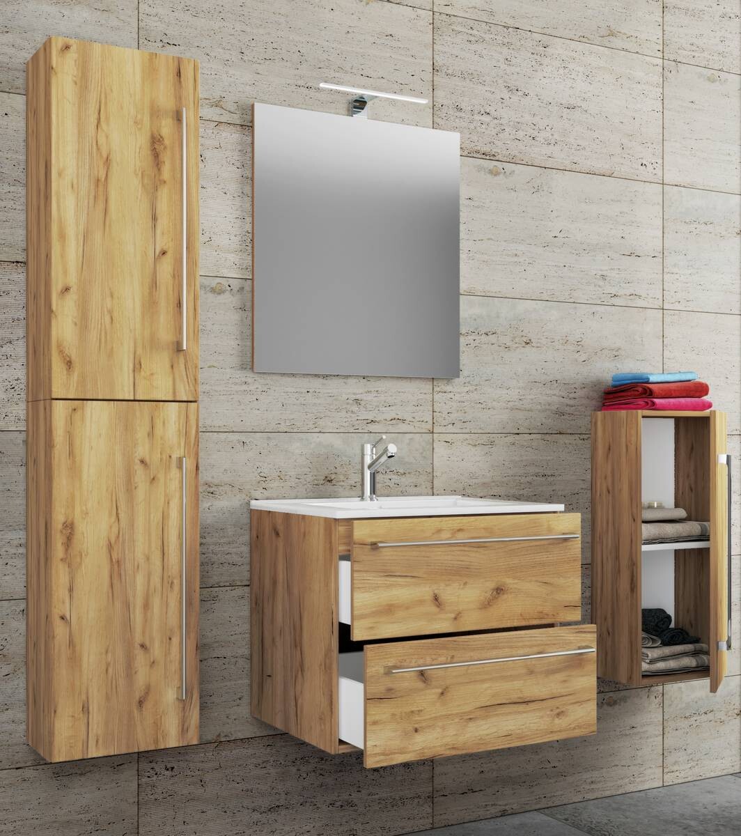 Waschplatz 5tlg-Badinos Eiche Honig Nachbildung B/H/T: ca. 61x52x46 cm