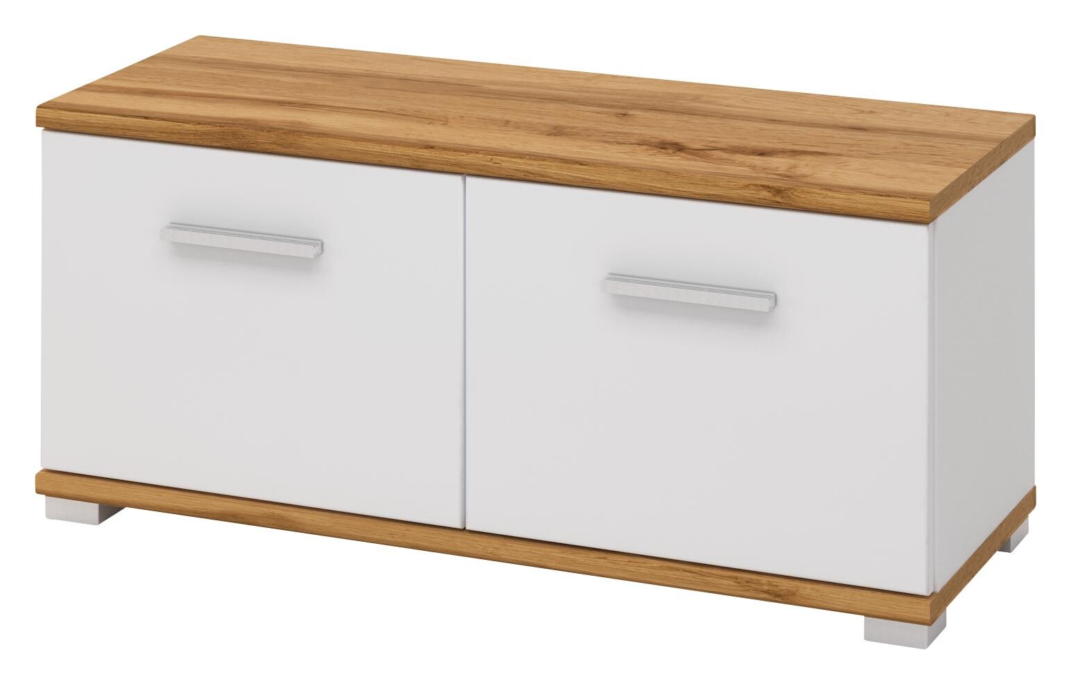 Sitzbank Hola Eiche Wotan Nachbildung weiß Hochglanz B/H/T: ca. 90x40x34 cm