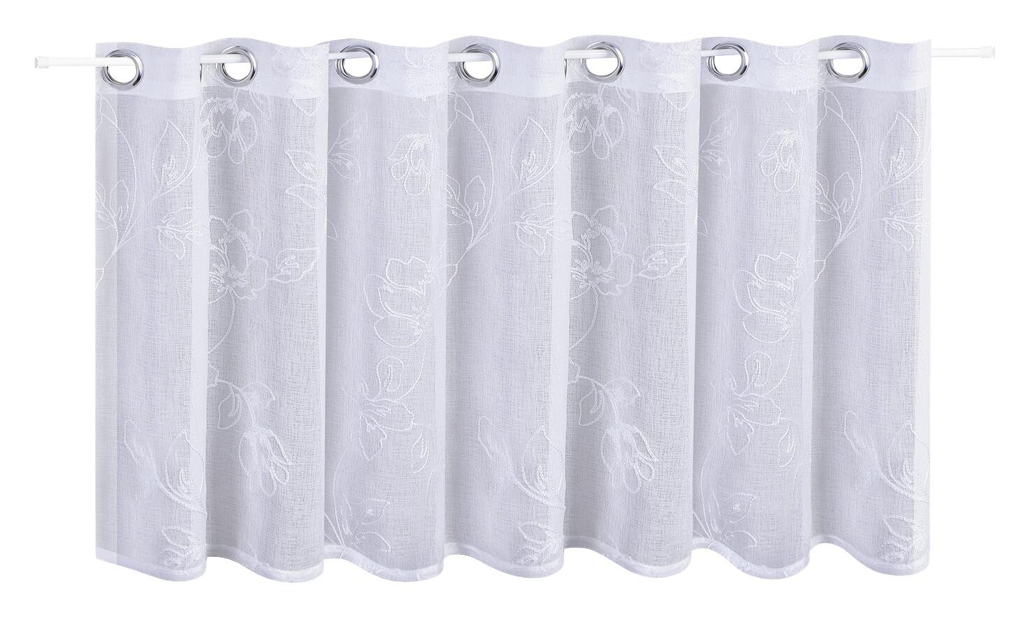 Happy Home Scheibengardine Blumen weiß B/L: ca. 150x50 cm