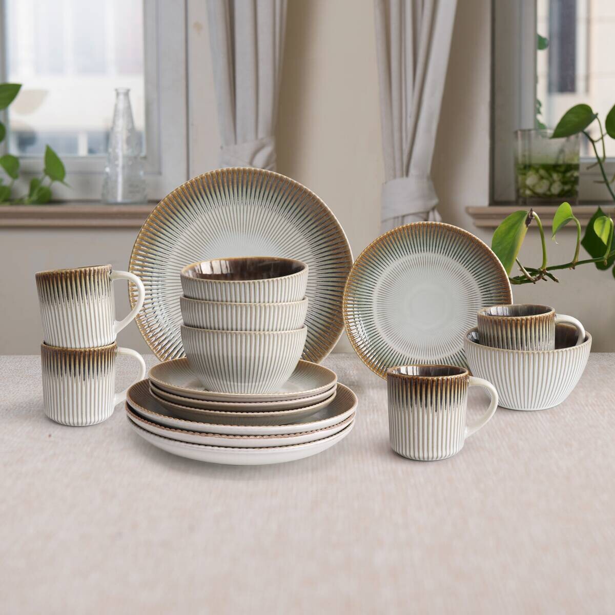 POCOline Kombiservice beige Steingut 16 tlg.