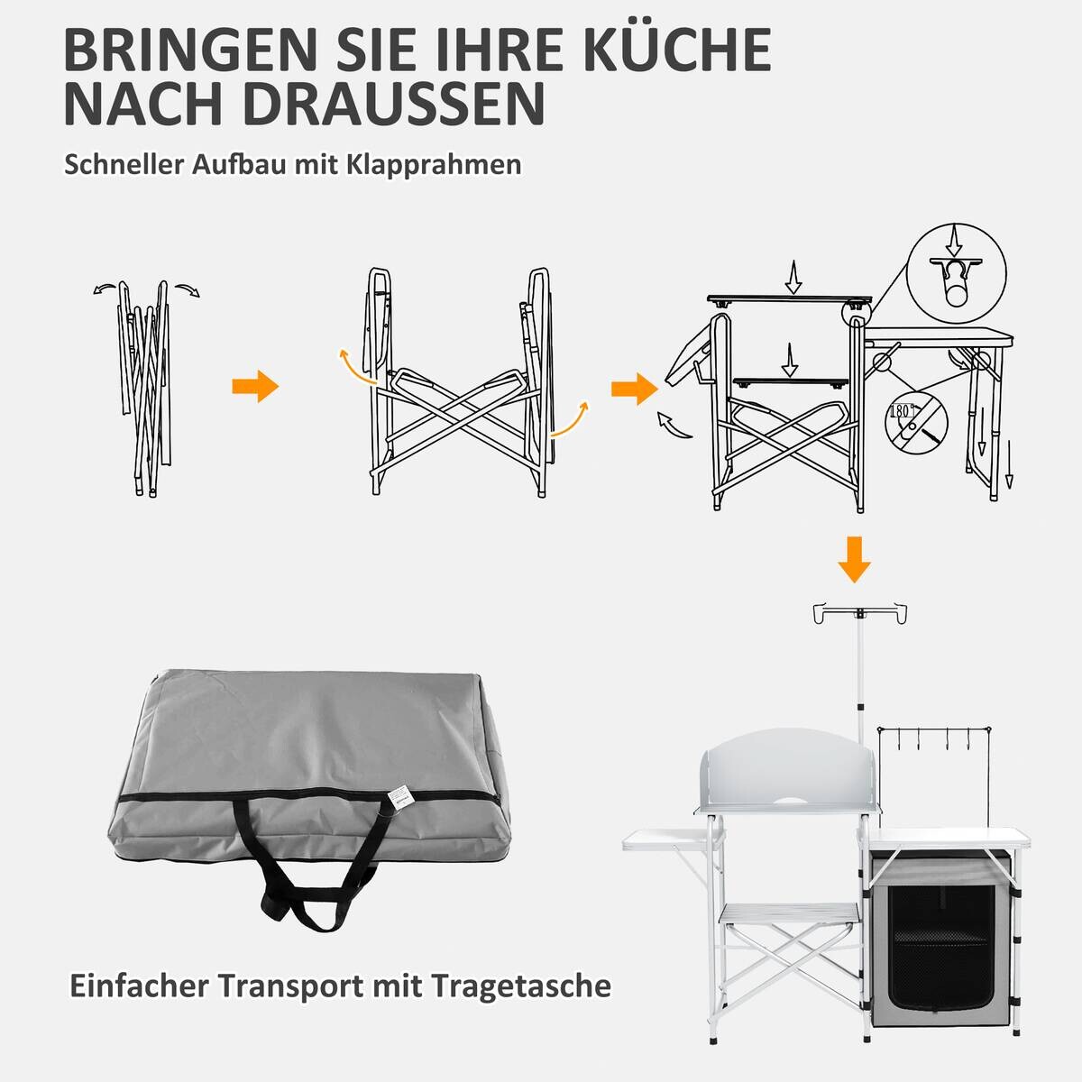 Outsunny Camping Küche B/H/L: ca. 48x119x144 cm