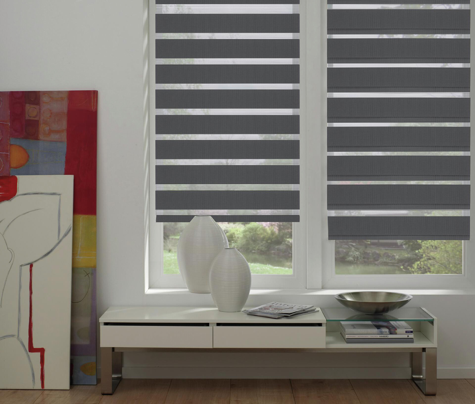 Doppelrollo Easyfix anthrazit B/L: ca. 90x150 cm