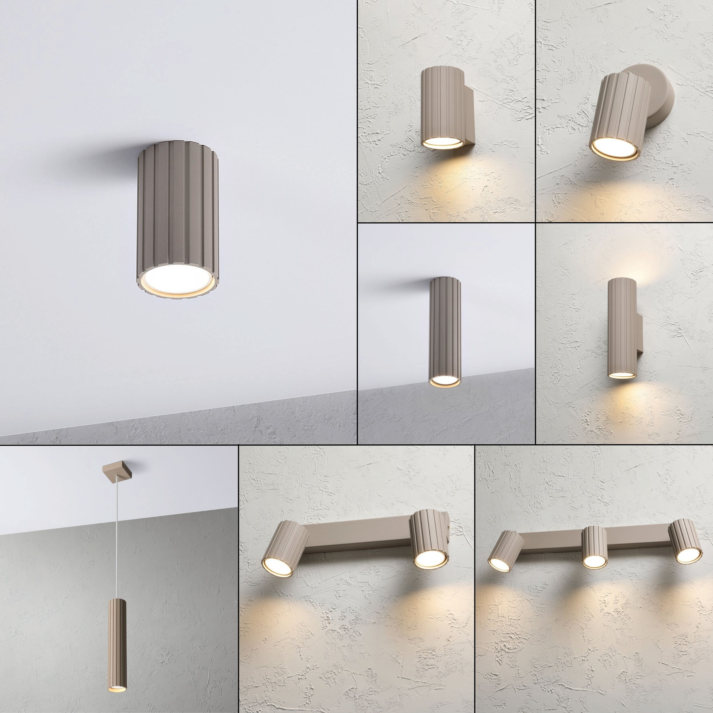 Lamkur Strahler Prisma beige Stahl B/H/L: ca. 6,5x10x6,5 cm 1 Brennstellen