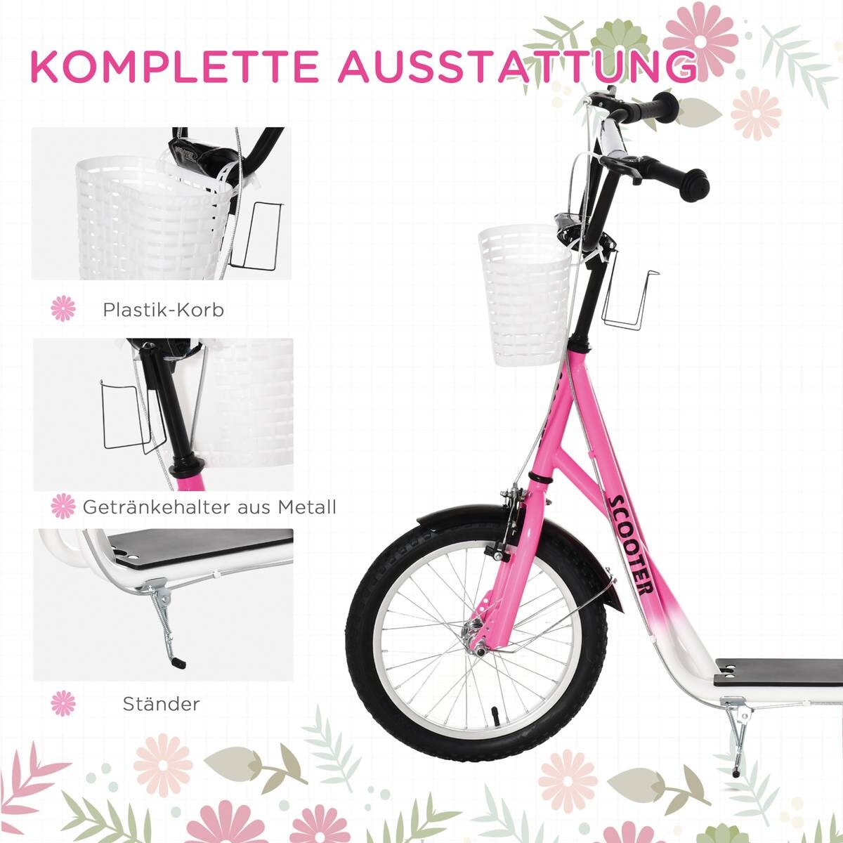 HOMCOM Kinderroller rosa