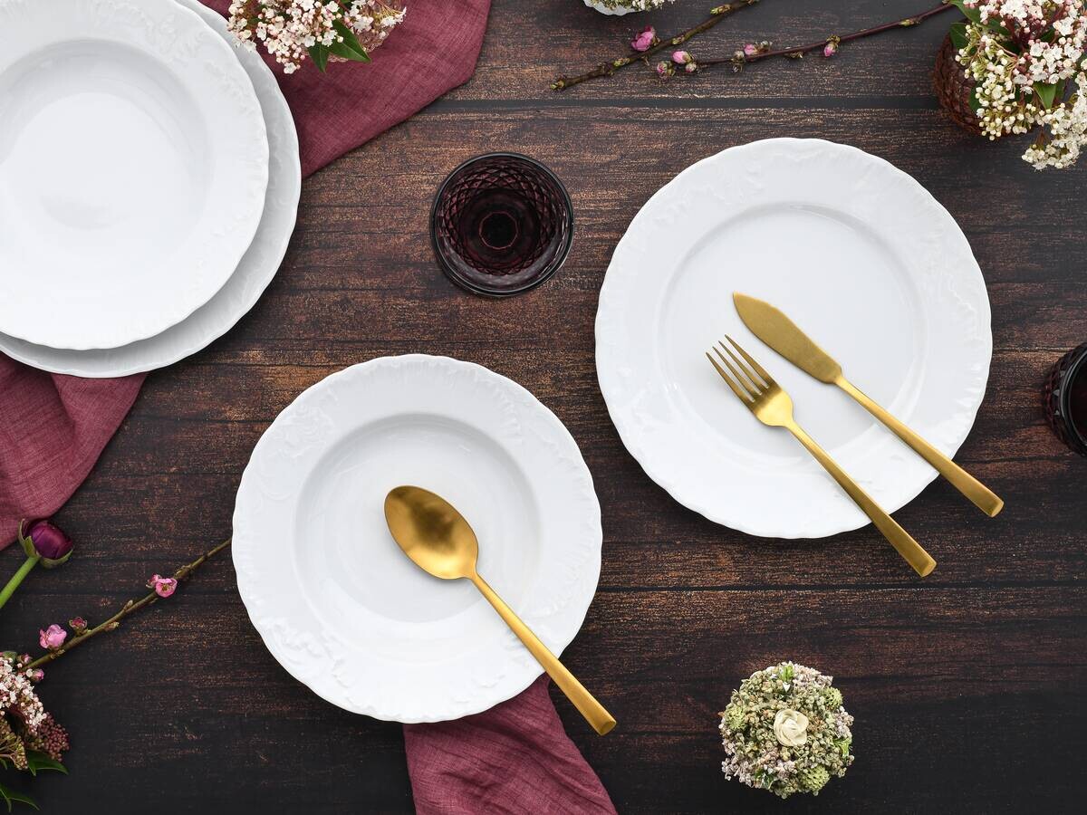 CreaTable Tafelservice Rokoko weiß Porzellan 12 tlg.