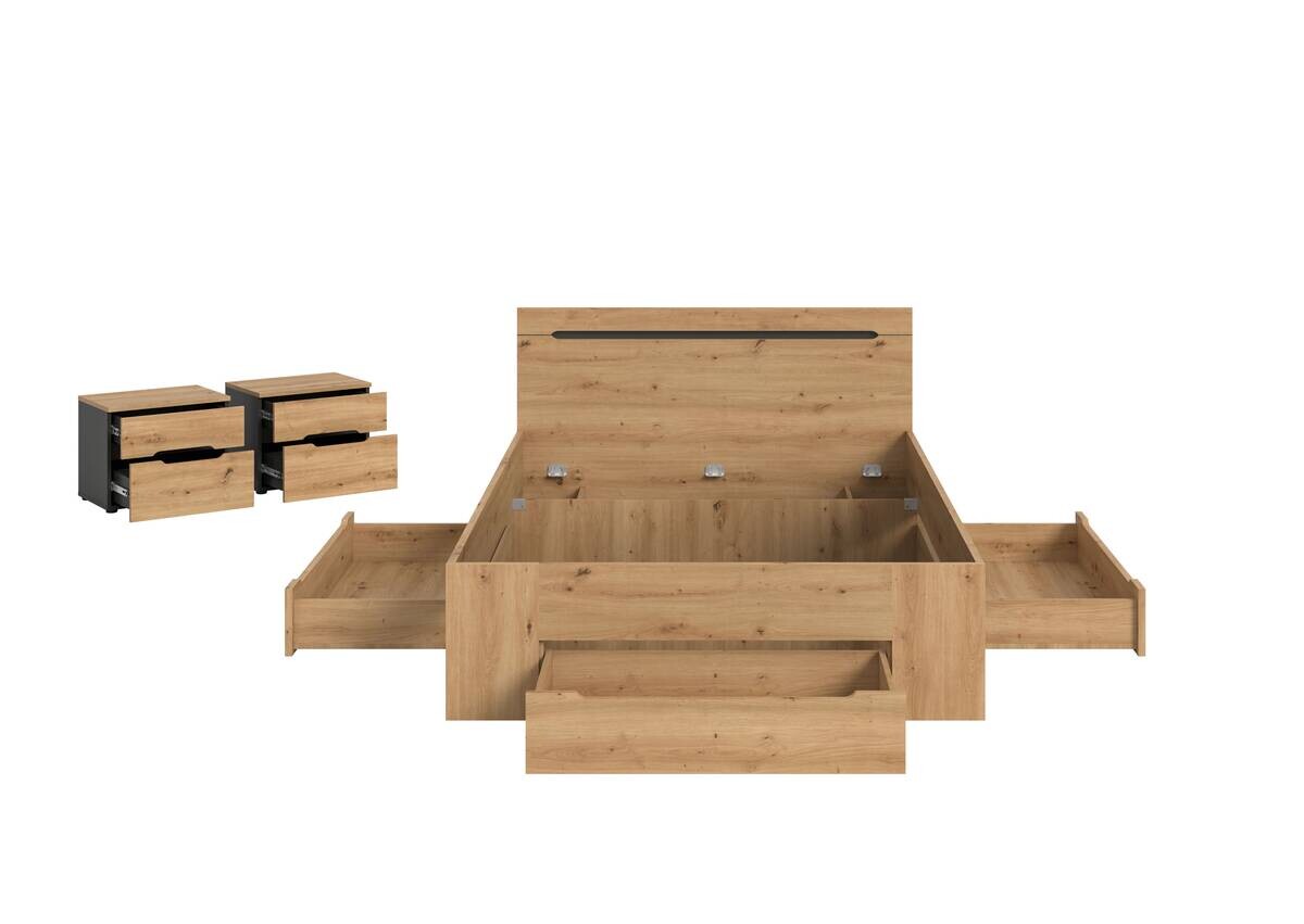 Schlafzimmer CANU, Set basaltgrau Artisan Nachbildung B/H/T: ca. 244x87x205 cm