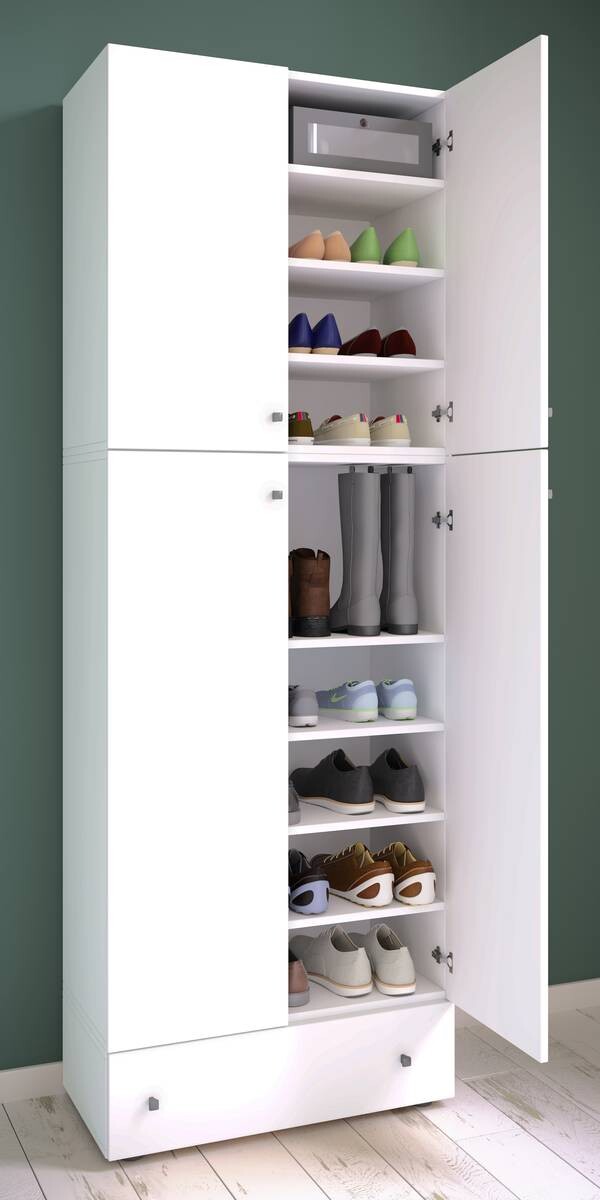 Schuhschrank Lona weiß B/H/T: ca. 70x200x39 cm