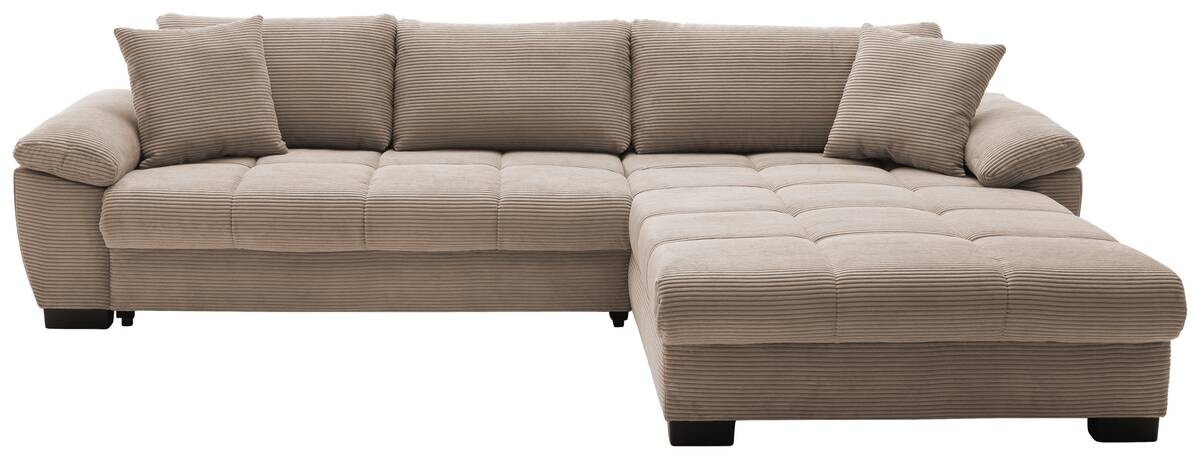 Ecksofa mit Bettfunktion und Bettkasten taupe Microfaser B/H/T: ca. 323x88x211 cm