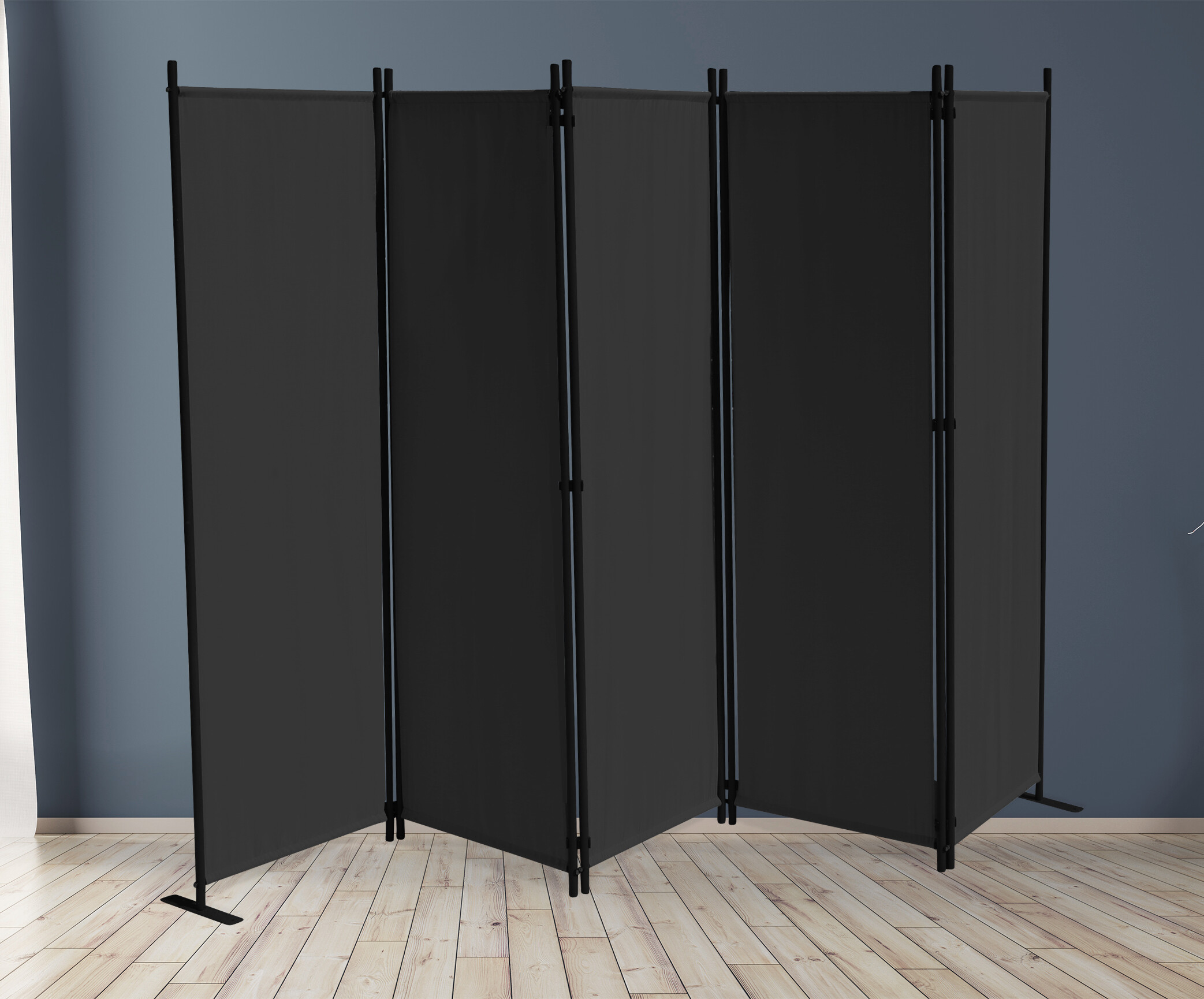 Grasekamp Paravent 5-teilig schwarz Polyester B/H: ca. 268x167 cm