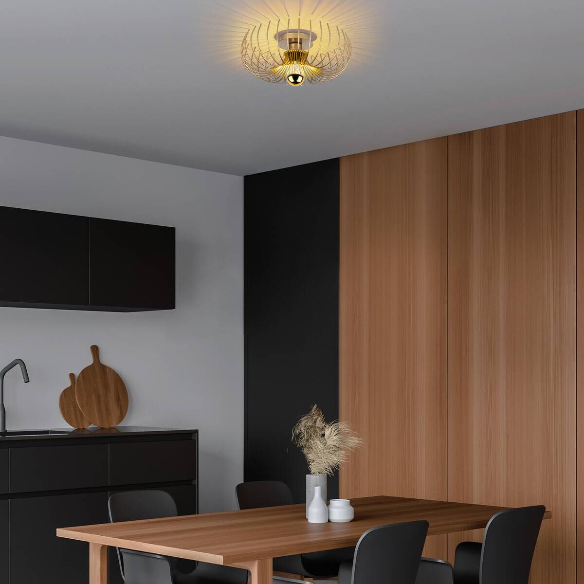 Opviq Pendelleuchte Karsortel gold B/H/T/L/D: ca. 36x12x36x36x36 cm E27 1 Brennstellen