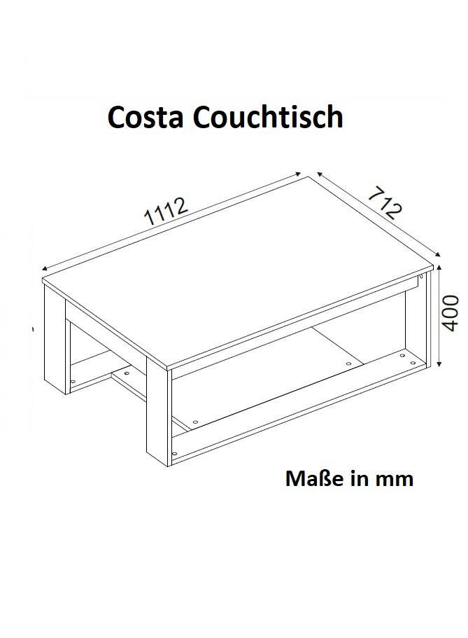 Couchtisch Costa Eiche Nachbildung B/H/T: ca. 111x40x71 cm