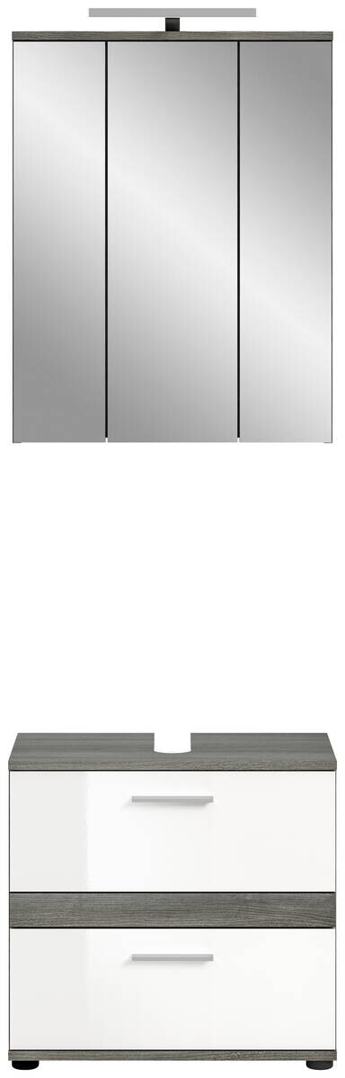 Badezimmer-Set BLAKE Rauchsilber Nachbildung weiß Hochglanz B/H/T: ca. 60x191x34 cm