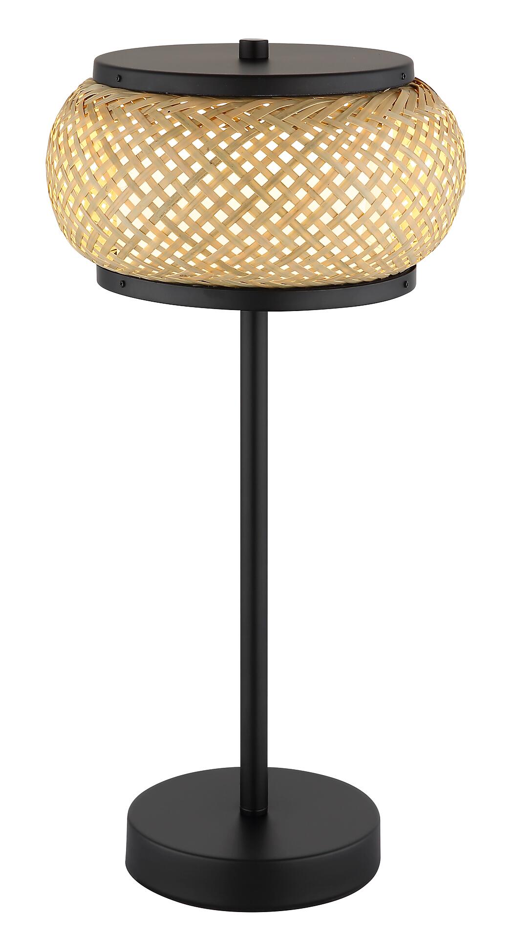 GLOBO Tischleuchte mattschwarz natur Metall Bambus H/D: ca. 46,1x22 cm 1 Brennstellen