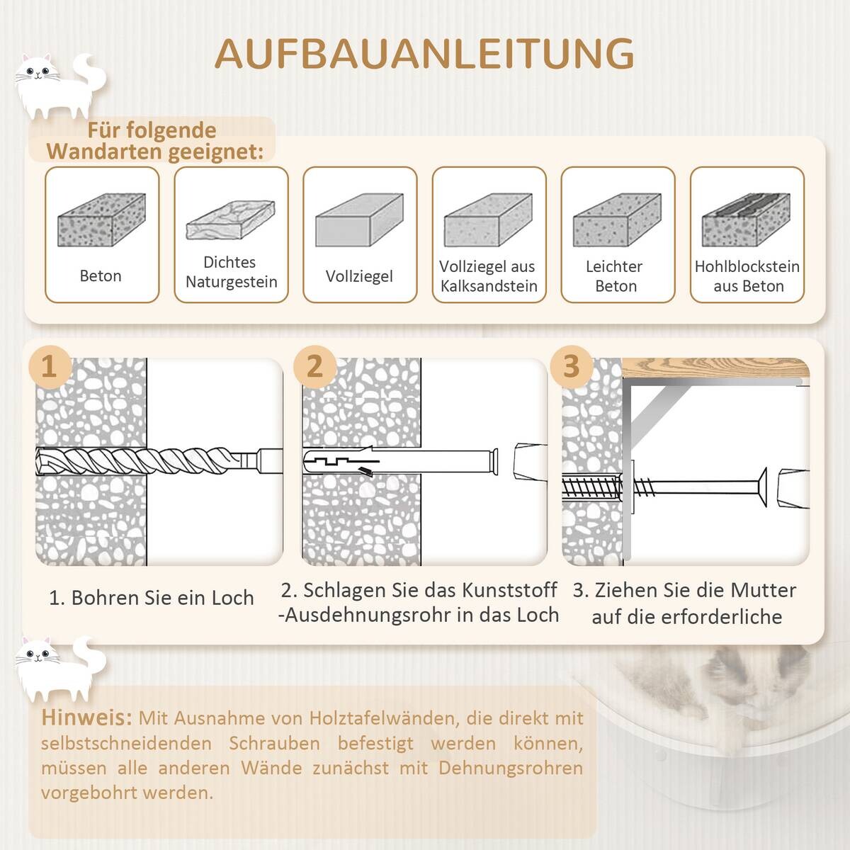 PawHut Wand-Katzenbett weiß MDF B/H/L: ca. 28x21x41 cm