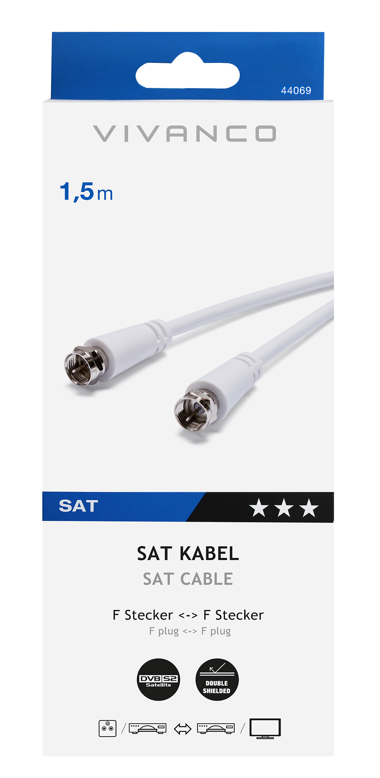 Vivanco SAT-Anschlusskabel 44069 weiß Vivanco SAT-Anschlusskabel 44069 weiß
