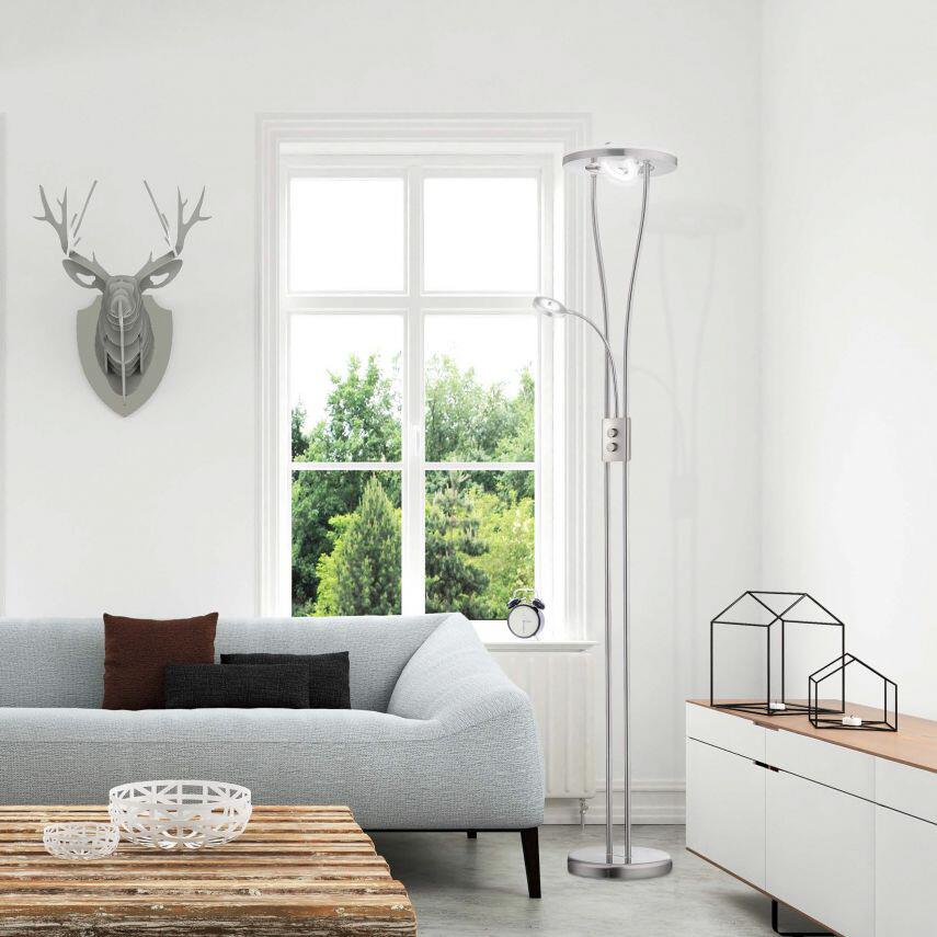 Just Light Deckenfluter 11778-55 silberweiß Metall Kunststoff H/D: ca. 188x29 cm 2 Brennstellen