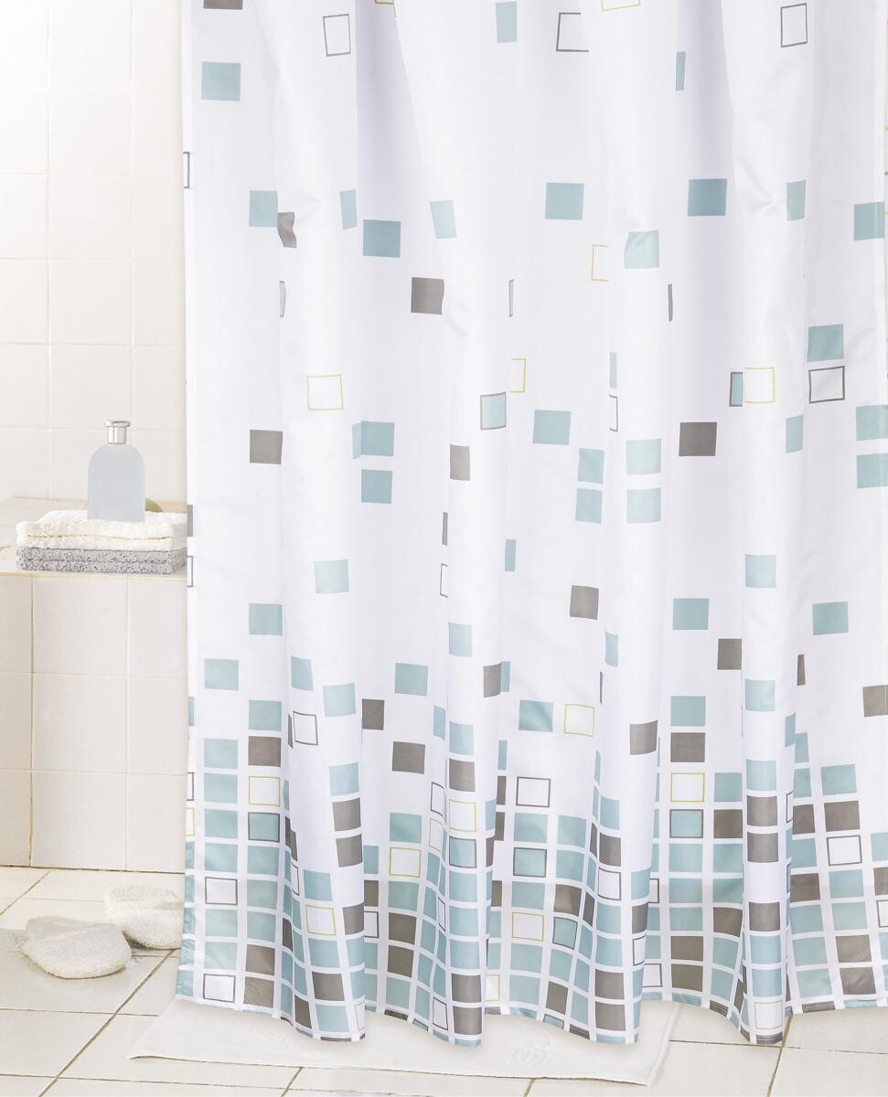 Acus Duschvorhang blau weiß braun Kunststoff B/L: ca. 180x200 cm