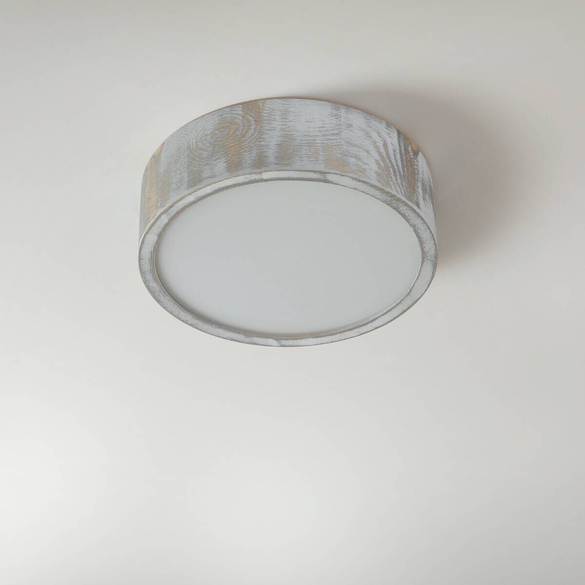 Lamkur Deckenleuchte hellbraun weiß Glas Holz B/H/L: ca. 28,5x12x28,5 cm 1 Brennstellen