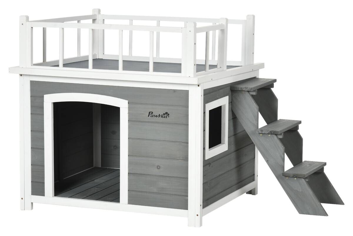 PawHut Hunde-Zubehör hellgrau Holz B/H/L: ca. 77x121x78 cm