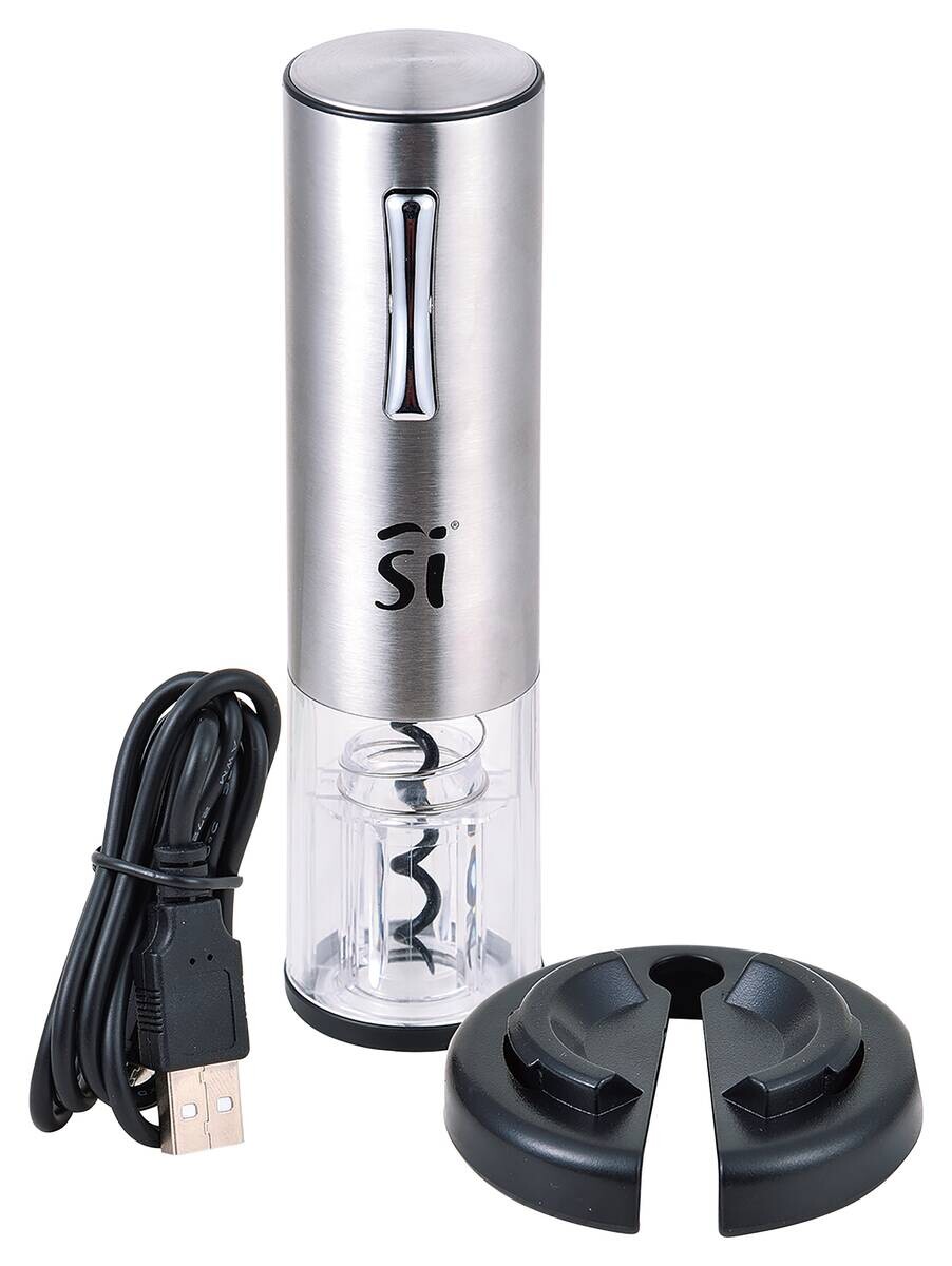 SAN IGNACIO Elektrischer Korkenzieher SG-9102 silber Kunststoff Edelstahl H/D: ca. 18x5 cm ca. 25 W