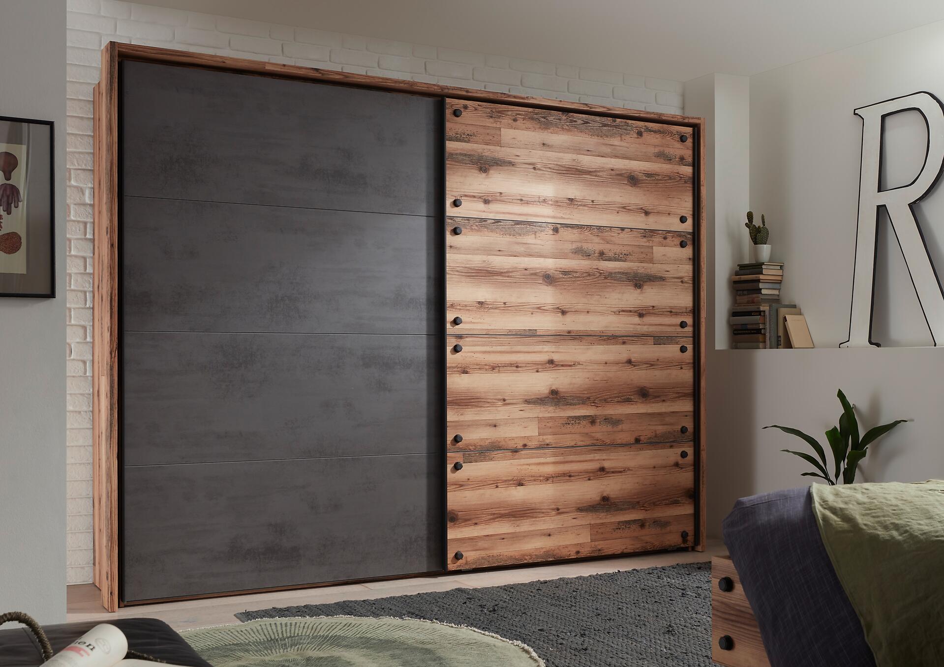 Schwebetürenschrank Dover Alpin Lodge Nachbildung Betonoxid Optik B/H/T: ca. 270x210x60 cm