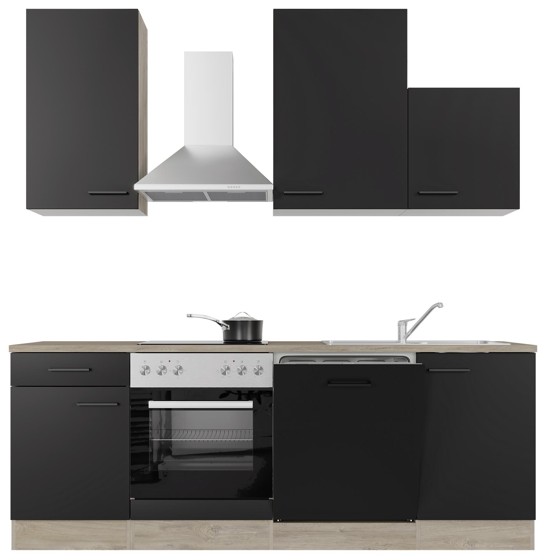 Küchenblock Capri schwarz matt B/H/T: ca. 220x234x60 cm