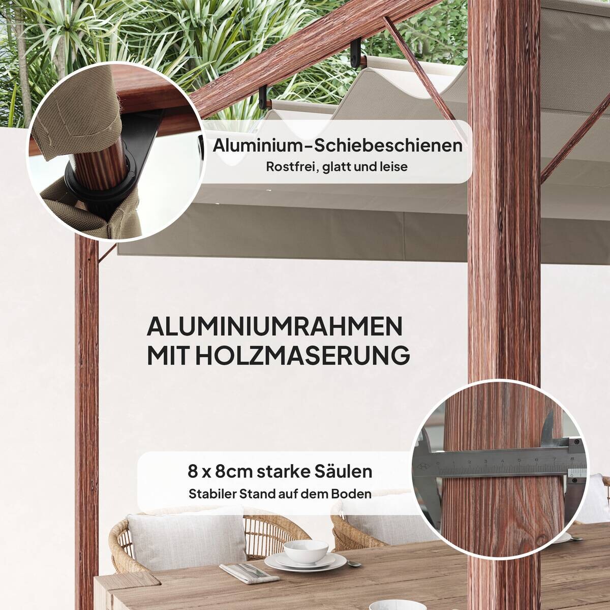 Outsunny Pergola natur Aluminium B/H/L: ca. 296x232x299 cm