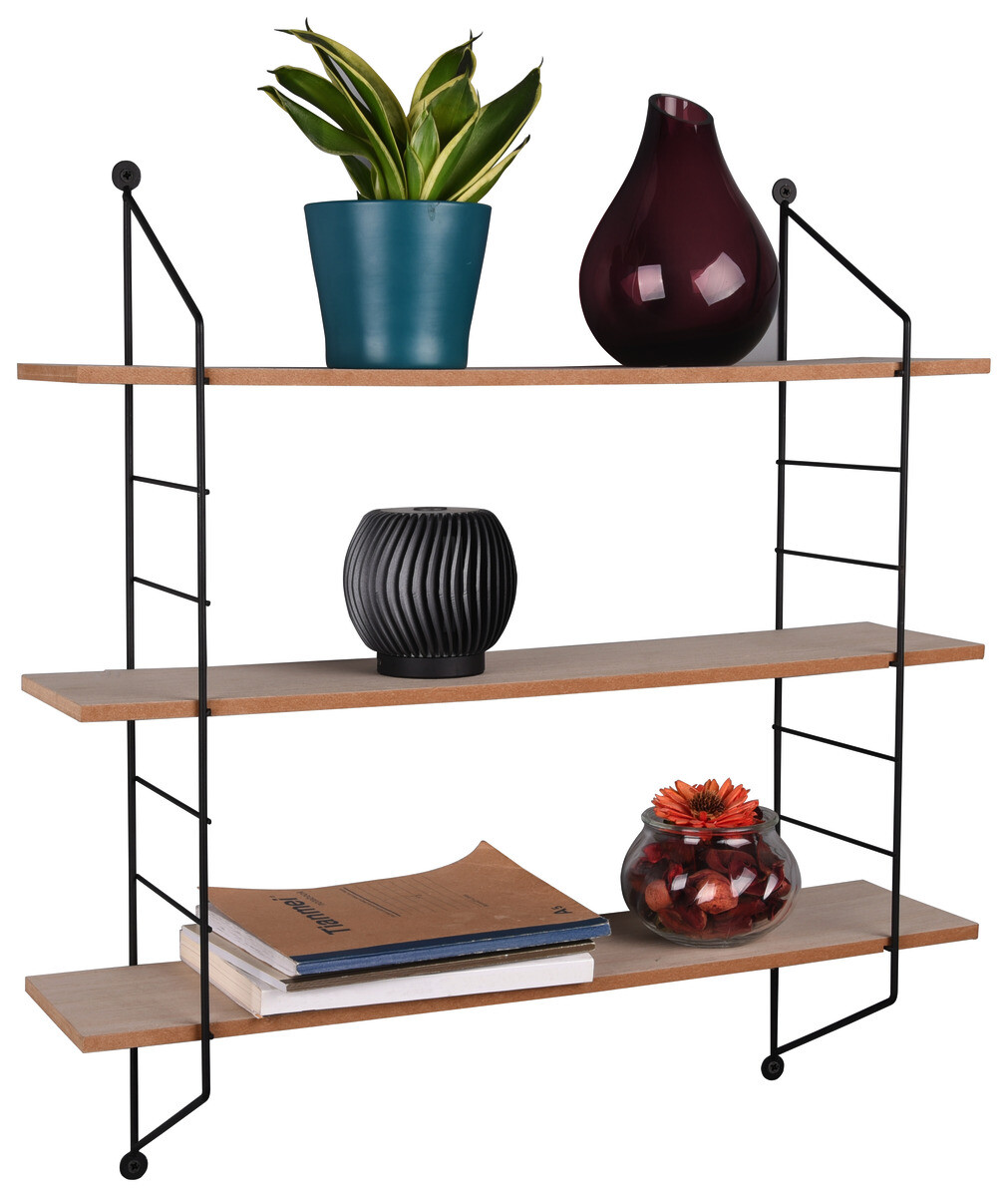 Wandregal Ella schwarz B/H/T: ca. 60x62x15 cm