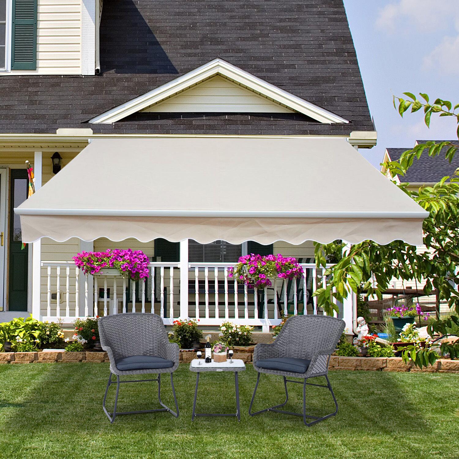 Outsunny Alu-Gelenkarmmarkise creme B/H/L: ca. 450x0,3x300 cm