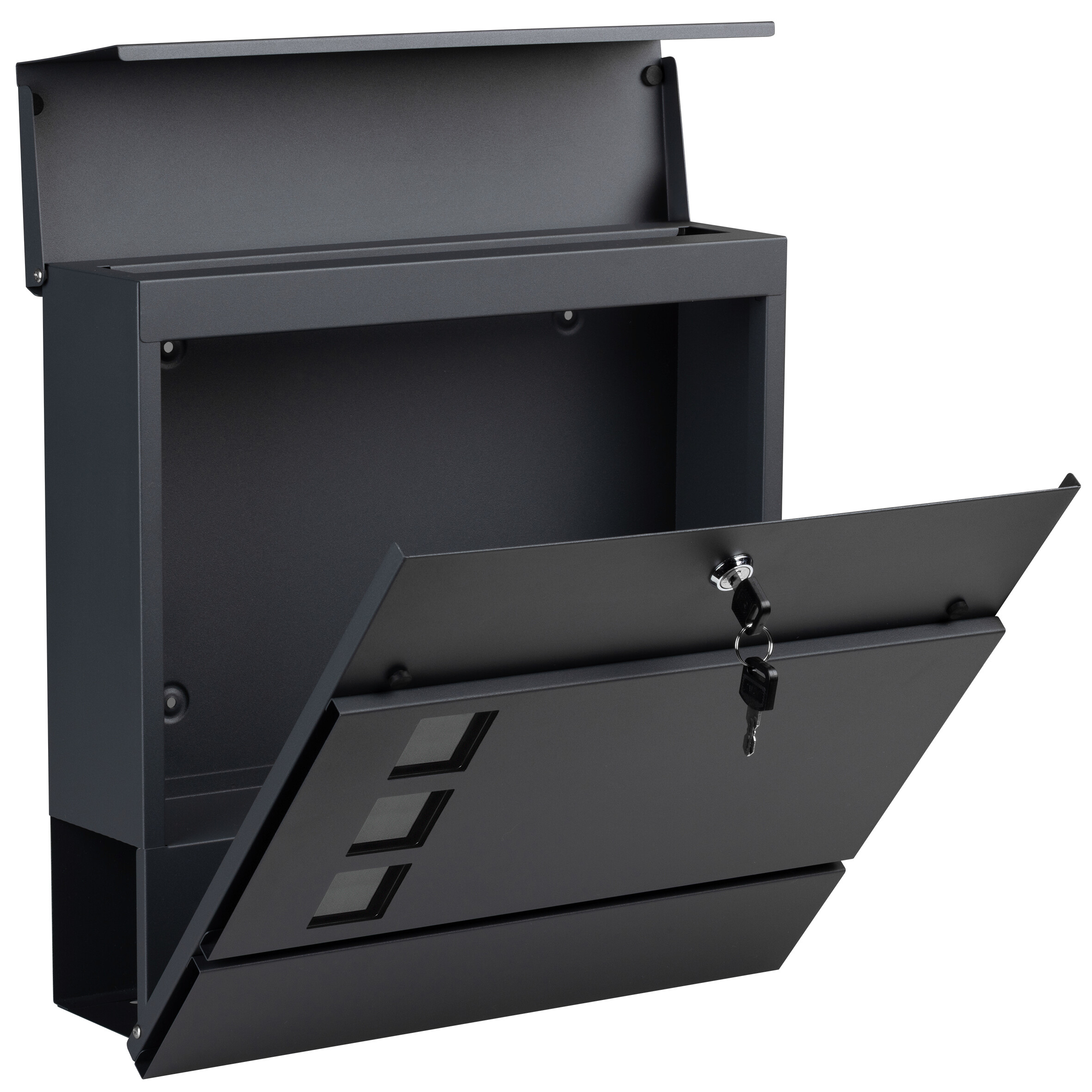 Briefkasten schwarz B/H/L: ca. 15,5x42x42,5 cm