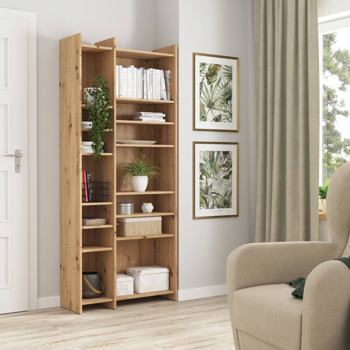 Regal Samy Eiche Artisan Nachbildung B/H/T: ca. 80x191x32 cm