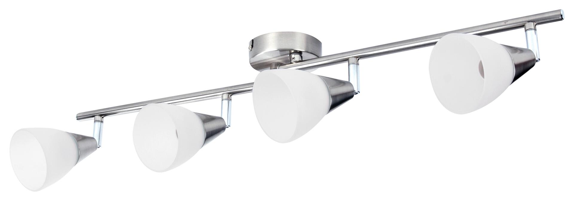 POCOline Spotbalken Tadea nickel matt weiß Metall Glas B/H/L: ca. 9x20x70 cm E14 4 Brennstellen