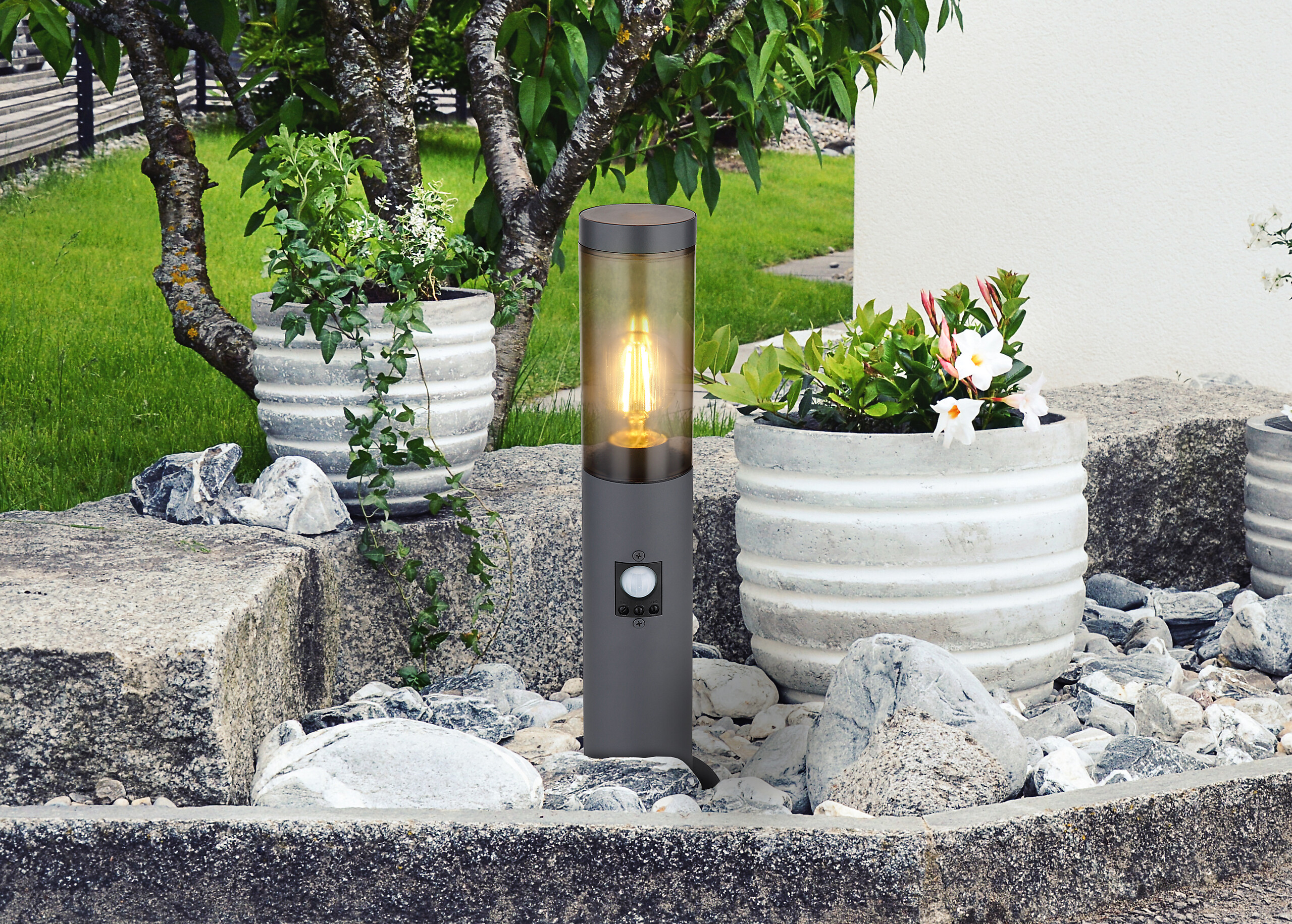 Außenleuchte 3158SAS Boston anthrazit Rauch H/D: ca. 45x12,7 cm