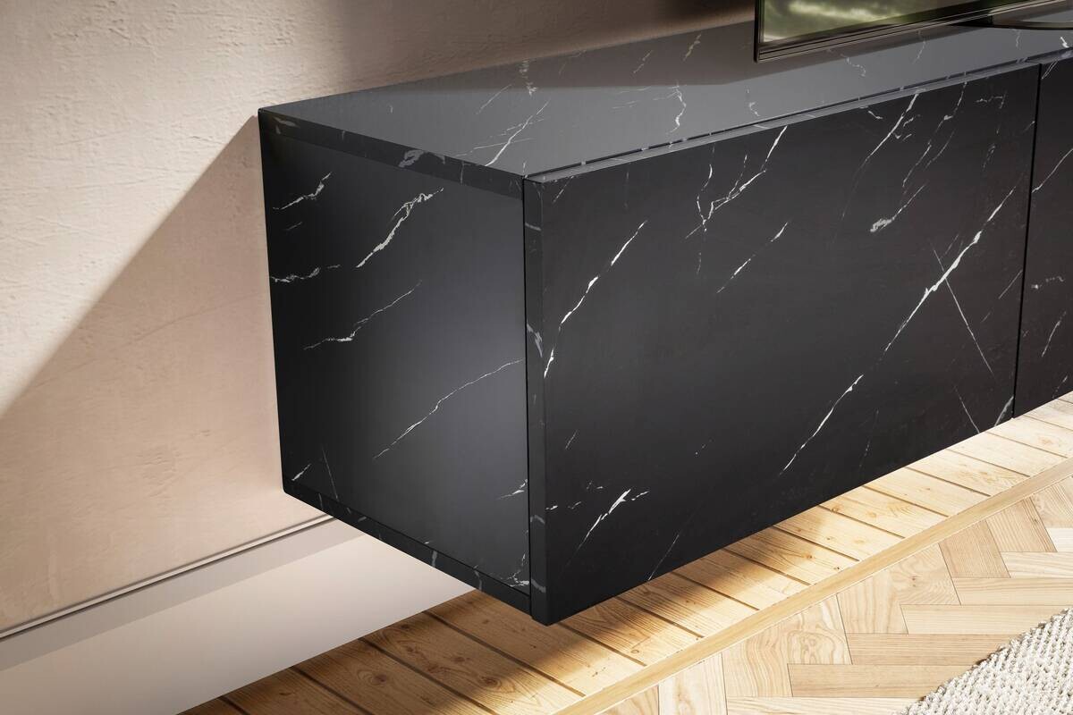Lowboard schwarz Marmor Optik B/H/T: ca. 160x30x30 cm
