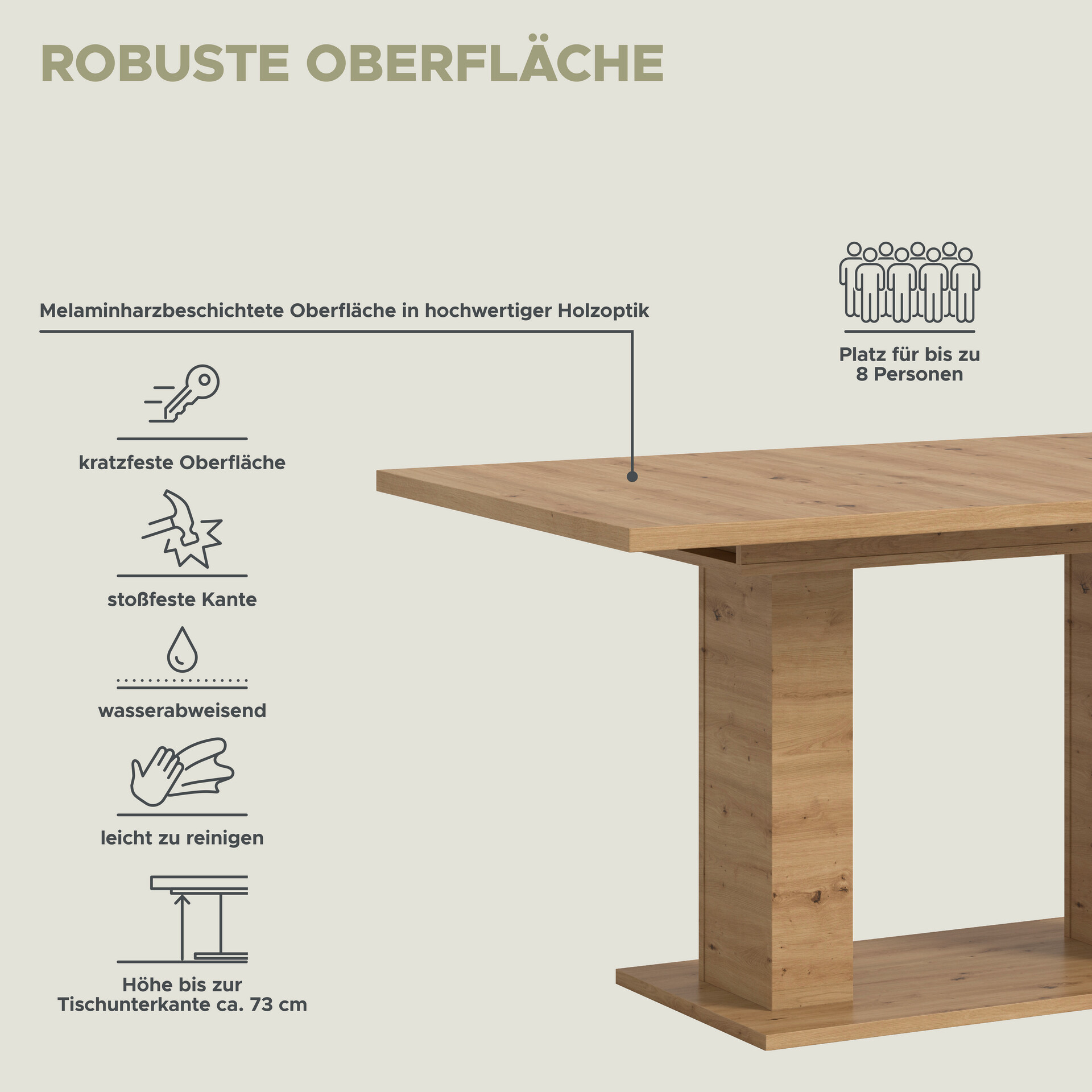 Esstisch MOTION Artisan Oak Nachbildung B/H/T: ca. 150x76x90 cm