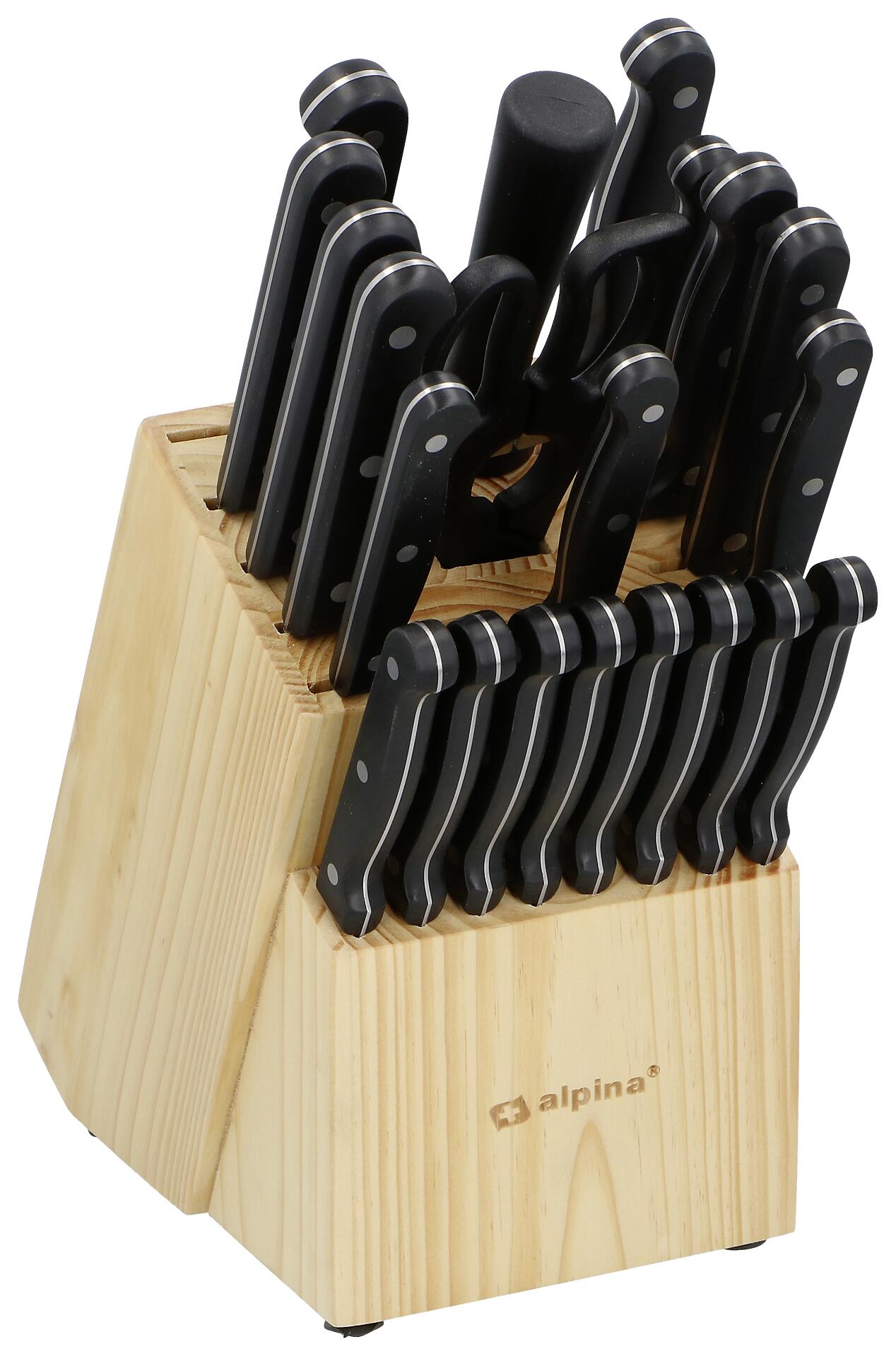 alpina Messerblock schwarz Holz 22 tlg.