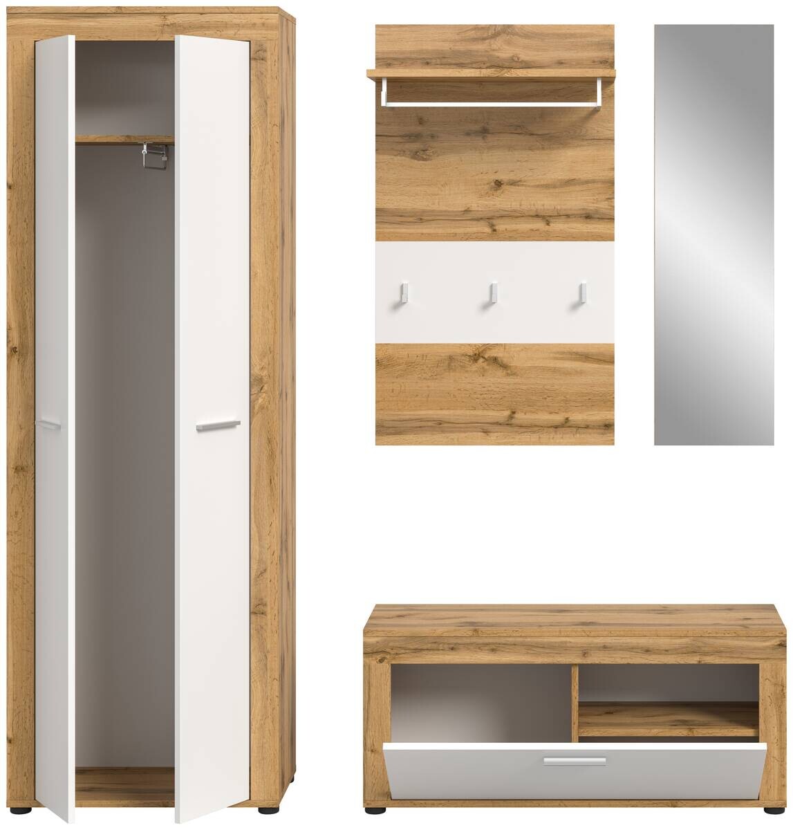 Garderobe JAM Eiche Wotan Nachbildung weiß B/H/T: ca. 184x191x35 cm