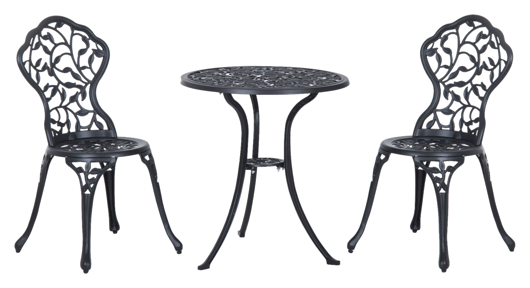 Outsunny Bistroset schwarz Aluminium B/H/L: ca. 60x65x60 cm