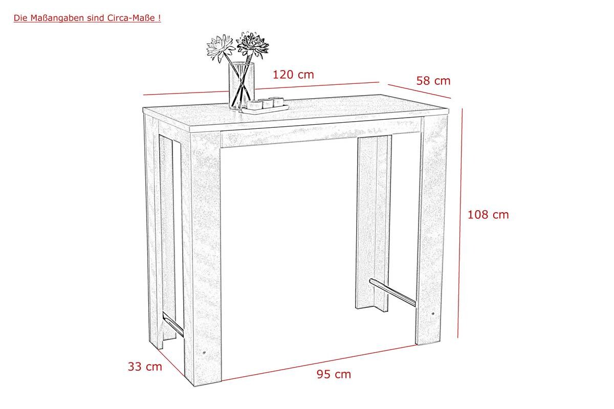 Bartisch FRIEDA T weiß Holzwerkstoff B/H/T: ca. 120x108x58 cm
