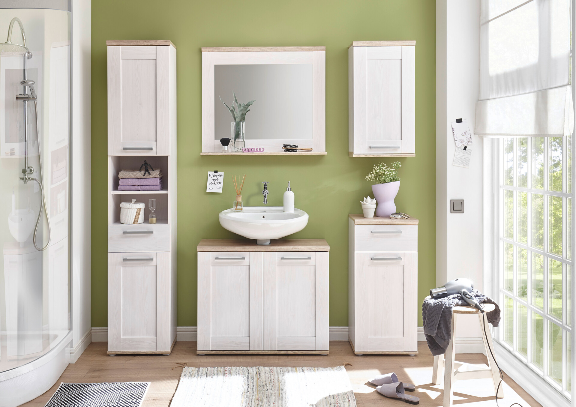 Waschbeckenunterschrank Romance Sibiu Lärche Nachbildung Eiche San-Remo Nachbildung B/H/T: ca. 80x66x32 cm