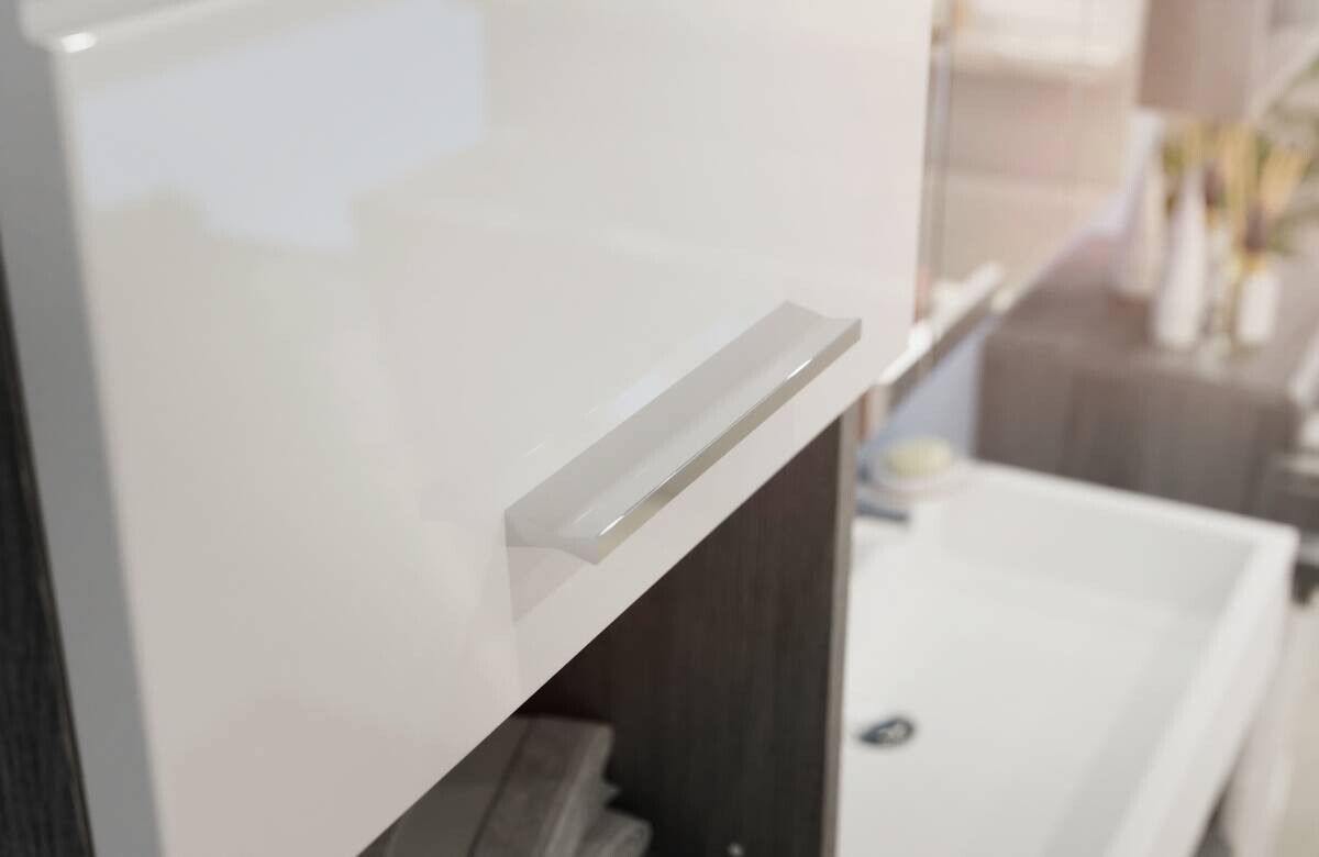 Badezimmer-Set Scout Rauchsilber Nachbildung weiß Hochglanz B/H/T: ca. 112x191x34 cm