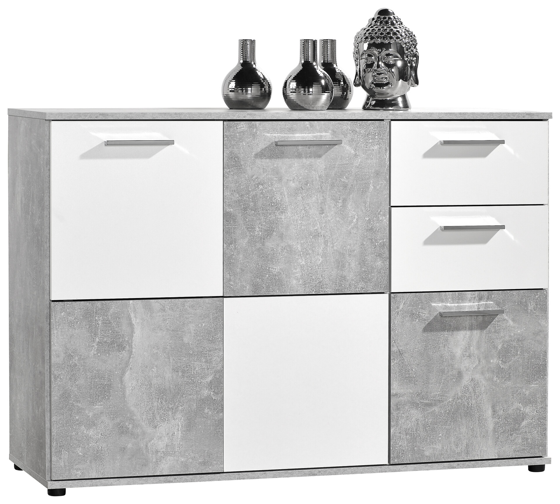 Kommode Zero Beton Optik weiß B/H/T: ca. 117x82x39 cm