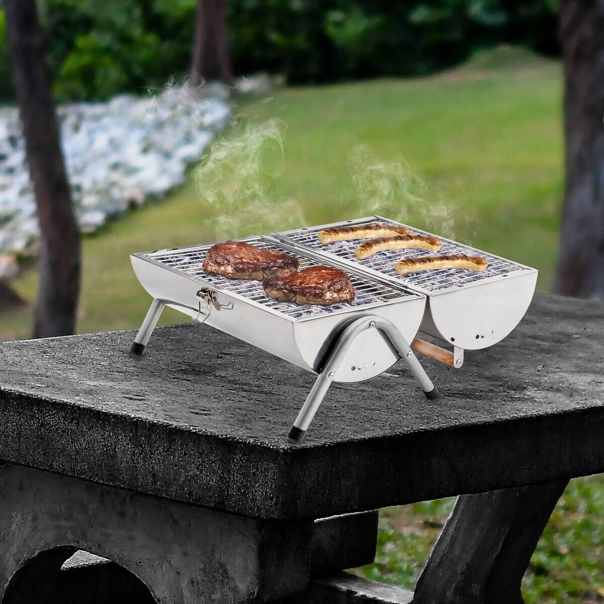 HI Grill Edelstahl B/H/L: ca. 27x37x42 cm
