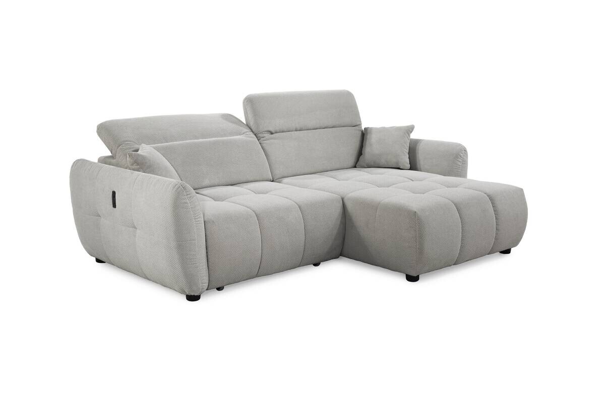 Ecksofa mit elektrischer XXL Sitztiefenverstellung hellgrau Kord B/H/T: ca. 260x106x191 cm Ecksofa mit elektrischer XXL Sitztiefenverstellung hellgrau Kord B/H/T: ca. 260x106x191 cm