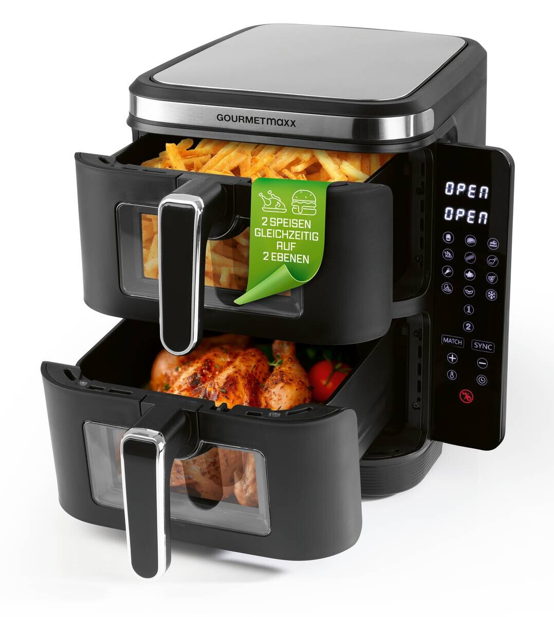 GOURMETmaxx Heißluftfritteuse schwarz Kunststoff B/H/L: ca. 28,6x35,5x44,3 cm ca. 5 l